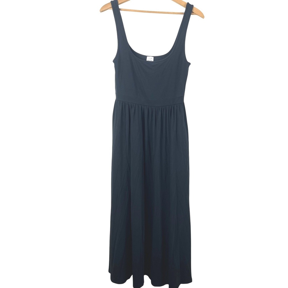 Wilfred Aritzia Black Midi Dress Scoop Neck Sleeveless Tank Medium